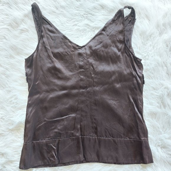 BCBCMAXAZARIA Women's Brown 100% Silk V-Neck Tank Top Size XS - Picture 3 of 7